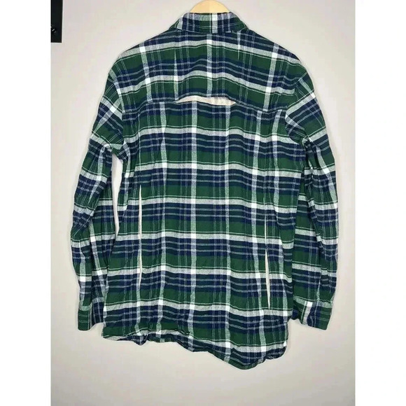 Backpacker Mens LARGE Sports Flannel Plaid Shirt Vented Outdoor Green button up - Picture 8 of 8